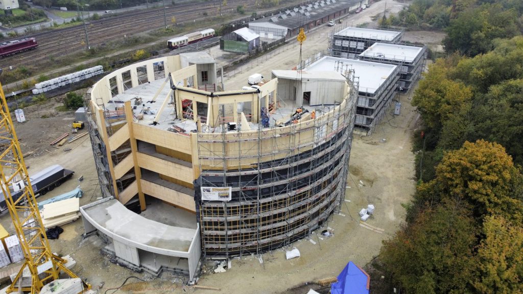Globe Coburg in der Bauphase - Ansicht von oben © Ingenieurgruppe Knörnschild & Kollegen, Globe-Theater in Coburg, 2022