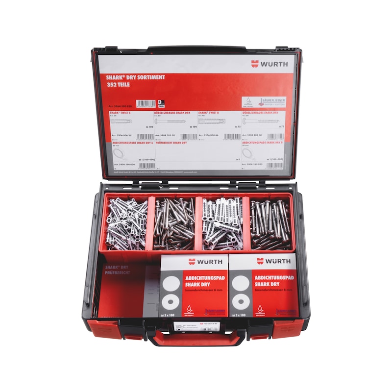 SHARK DRY abdichtendes Dübel-Set 352-teilig im Systemkoffer 4.4.1
