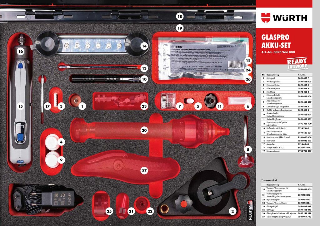 GlasPro Akku-Set 18-teilig