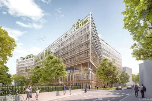 Landesdienstleistungszentrum Salzburg: Das Holz-Hybrid-Projekt in Modulbauweise steht beispielhaft für die Richtung, in die sich modernes Bauen entwickelt. Fotocredit: © Burtscher-Durig ZT GmbH / Landesdienstleistungszentrum Salzburg (LDZ) | klimaaktiv